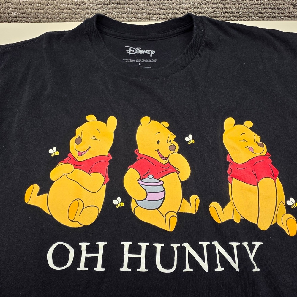 Disney Winnie the Pooh‎ Oh Hunny Black Graphic T-Shirt Mens Large L Short Sleeve - Picture 2 of 7